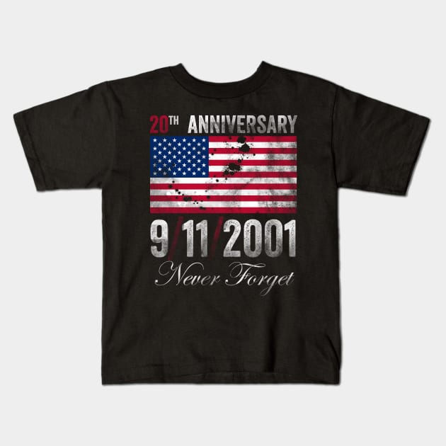 Never Forget 911 20th Anniversary Patriot Day 2021 Kids T-Shirt by Horisondesignz